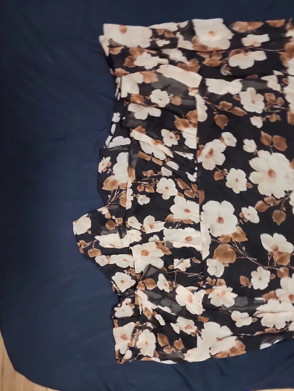 Black Floral Sleeveless Maxi Dress with Cream & Brown Blooms